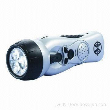 Dynamo Crank FM Radio with 3LED Torch, Siren/Alarm Function, Measures 56 x 56 x 178mm